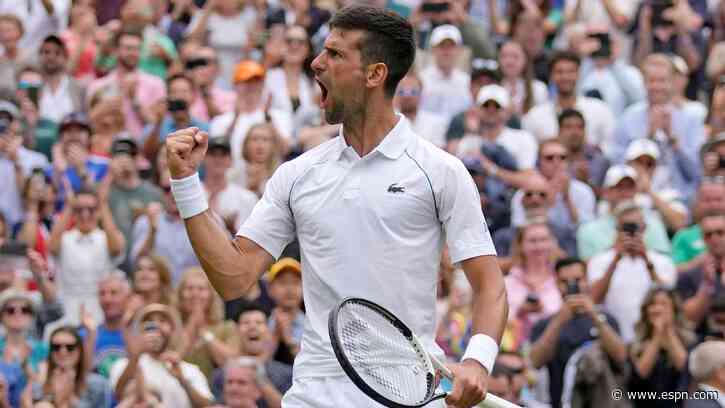 Novak Djokovic rallies from 2 sets down to defeat Jannik Sinner, will face Cam Norrie in Wimbledon semifinals - ESPN