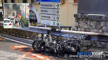 Scooter avvolto dalle fiamme in rotonda: attimi di panico per un ragazzo - BresciaToday