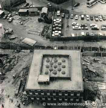 Unusual view from top of Thwaites tower in Blackburn in 70s