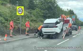 Queuing traffic on A666 past Darwen following crash