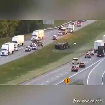 Tractor-Trailer Crashes Onto I-81 Median Causing Serious Slow-Down - Daily Voice