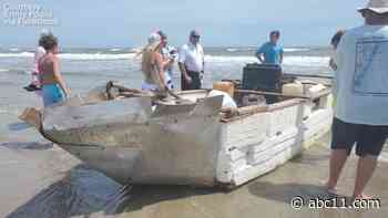 Makeshift Styrofoam boat, similar to ones used by refugees from Cuba, washes ashore in NC
