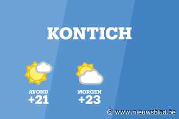 In Kontich een blauwe lucht met enkele wolkenvelden vanavond