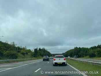 Traffic crawling on M61 after lane closure during rush hour