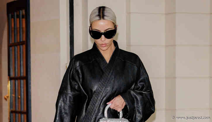 Kim Kardashian Wears All-Leather Outfit While Leaving Paris