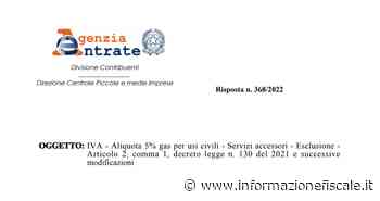 IVA 5 per cento gas, i chiarimenti sulla tassazione ridotta per usi civili e industriali - Informazione Fiscale