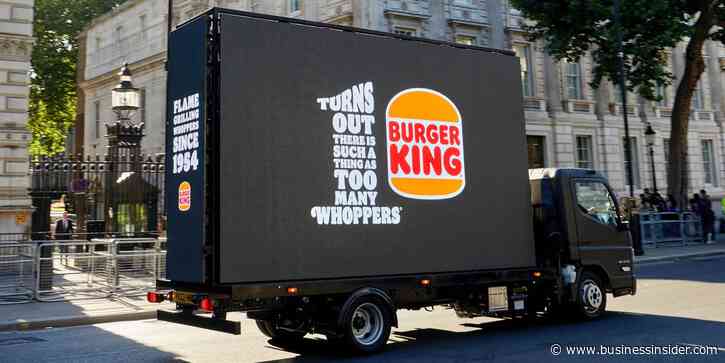 A Burger King truck drove past 10 Downing Street with a slogan about telling too many 'Whoppers,' just hours after Boris Johnson resigned