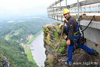 Dresden: 100 Tonnen Material verbaut - Neue "Basteiaussicht" schwebt über der Elbe - TAG24