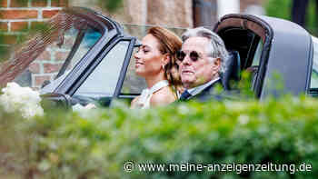 Lindner-Hochzeit auf Sylt: Franca Lehfeldt kam im Porsche-Cabrio zur Hochzeit