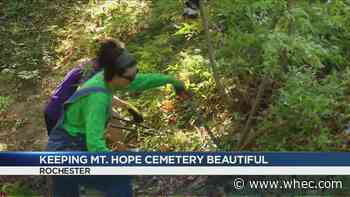 Volunteers clean Mt. Hope Cemetery while learning about its history