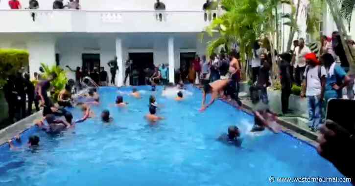 Protesters Swim in Government Elite's Personal Pool After Storming His Palatial Residence