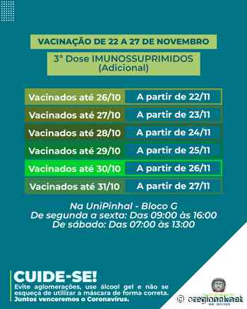 Espirito Santo do Pinhal divulga vacinação da dose adicional contra covid-19 - oregional.net