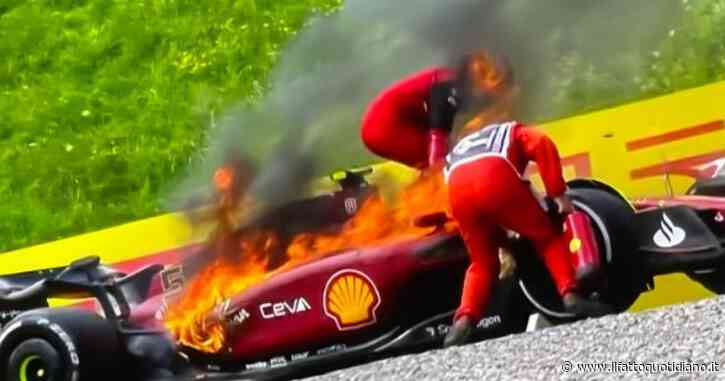 Carlos Sainz, che rischio: la sua auto avvolta dalle fiamme, lui riesce a uscire dall’abitacolo appena in tempo