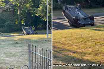 Audi flips onto its roof in crash in The Gossamers, Meriden