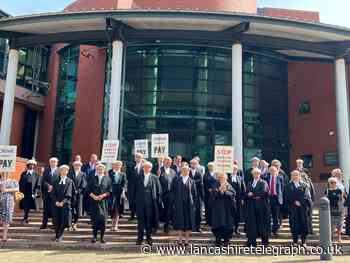 Barristers strike outside Preston Crown Court in pay dispute