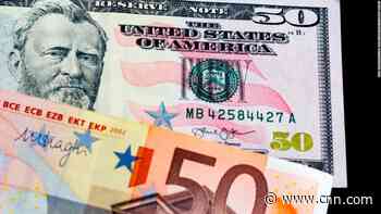 The euro and the dollar are under half a penny away from parity for the first time in 20 years