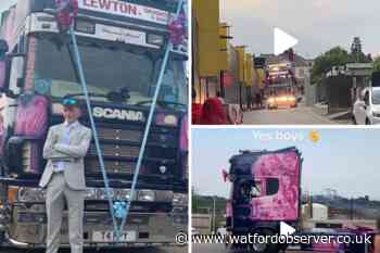 Boy arrives to Watford FC prom in custom show truck