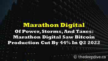 Of Power, Storms, And Taxes: Marathon Digital Saw Bitcoin Production Cut By 44% In Q2 2022 - The Deep Dive