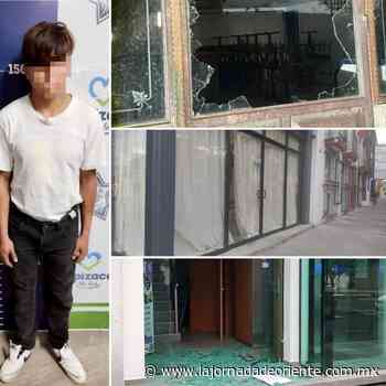 Detiene policía de Apizaco a “rompe vidrios” y presunto asaltante de establecimientos - Tlaxcala - La Jornada de Oriente