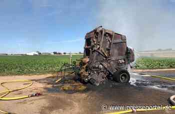 POL-PDLD: Herxheim - Brennende Landmaschine am Panoramaplätzel Wasserturm