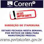 Subseção de Itaperuna fechada nesta semana – Conselho Regional de Enfermagem do Rio de Janeiro - Coren-RJ