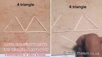 Can you solve ‘four triangle’ puzzle in 10 seconds? There’s a VERY clever solution... - The Sun