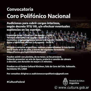 Convocatoria a audiciones para integrar el Coro Polifónico Nacional - Ministerio de Cultura de la Nación