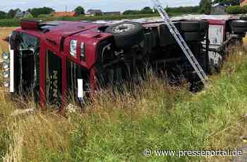 POL-COE: Lüdinghausen, L835, Ermen/ Beladener Schweinetransporter umgekippt