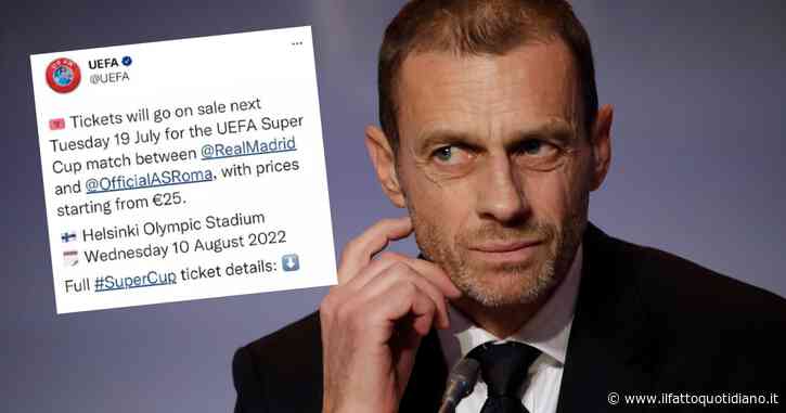 Clamorosa gaffe dell’Uefa: annuncia la finale di Supercoppa tra Real Madrid e Roma