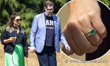 Richard Osman's fiancée Ingrid Oliver dons green skirt to match her emerald engagement ring - Daily Mail