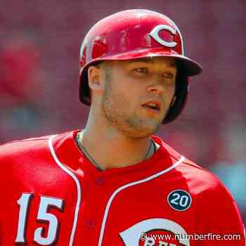 Nick Senzel (back) in center field for Cincinnati on Thursday - numberFire