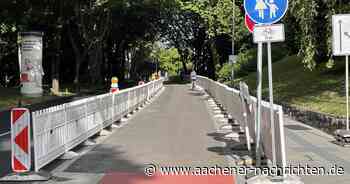 Ludwigsallee: Die Protected Bike Lane bekommt jetzt ihren roten Anstrich