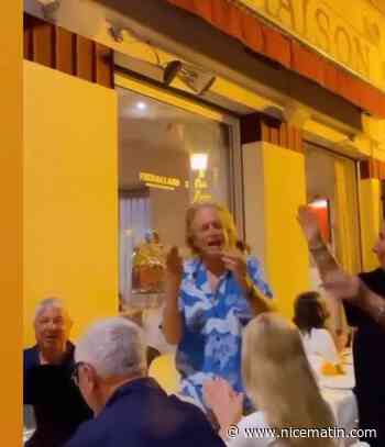 L'acteur Michael Douglas en forme dans un restaurant à Nice