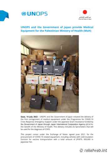 UNOPS and the Government of Japan provide Medical Equipment for the Palestinian Ministry of Health (MoH) [EN/AR] - occupied Palestinian territory - ReliefWeb