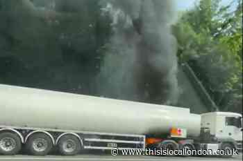 Watch huge fuel tanker fire cause M25 Orpington closure
