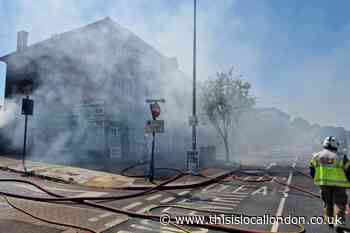 Sidcup Road Eltham shop on fire on hottest UK day