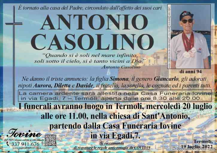 Termoli in lutto per la scomparsa di Antonio Casolino: domani l'ultimo saluto - quotidianomolise.com - Il Quotidiano del Molse