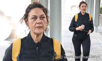 Chrissie Swan climbs in a limousine outside Nova FM studios in Sydney - Daily Mail