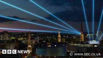 Coventry Cathedral ruins lit up for Games baton arrival