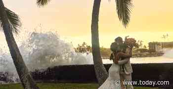 Wave literally crashes into Hawaii wedding, newlyweds recount the moment