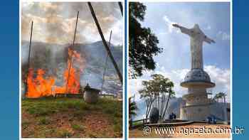 Incêndio atinge área perto do Cristo Redentor de Mimoso do Sul - A Gazeta ES