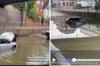 Darkes Lane floods in Potters Bar due to burst water main