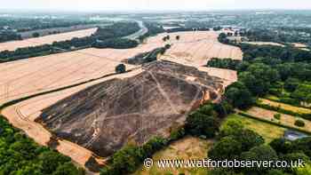Drone video shows scorched aftermath of Bedmond field fire