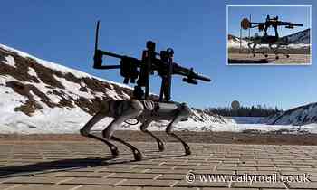 Chilling moment robot dog with a submachine gun strapped to its back opens fire