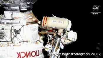 Italian astronaut and Russian cosmonaut team up for spacewalk