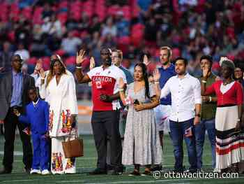 What it's like to become a new Canadian citizen — at centre field, in the middle of a CFL game