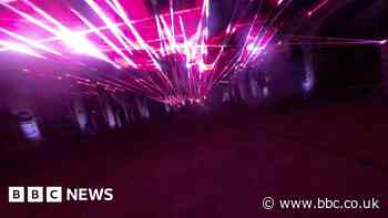 Audience control lasers at Coventry Cathedral ruins show