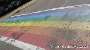 Warman, Sask. Pride crosswalk defaced with hateful graffiti | CTV News - CTV News Saskatoon