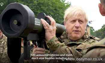 Boris Johnson hurls a grenade as he watches Ukrainians soldiers being trained by British Army - Daily Mail