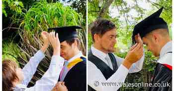Dad shares touching graduation pictures of him and his son 12 years apart